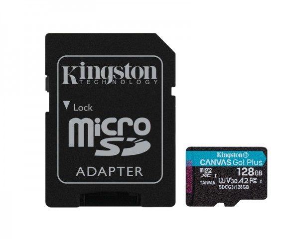 KINGSTON U3 V30 microSDXC 128GB Canvas Go Plus 170R A2 + adapter SDCG3128GB