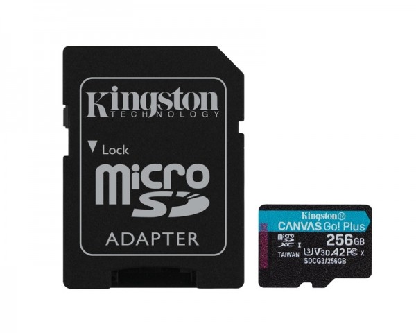 KINGSTON U3 V30 microSDXC 256GB Canvas Go Plus 170R A2 + adapter SDCG3256GB