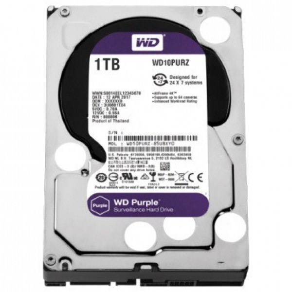 HDD WD 1TB WD10PURZ SATA3 64MB Caviar Purple