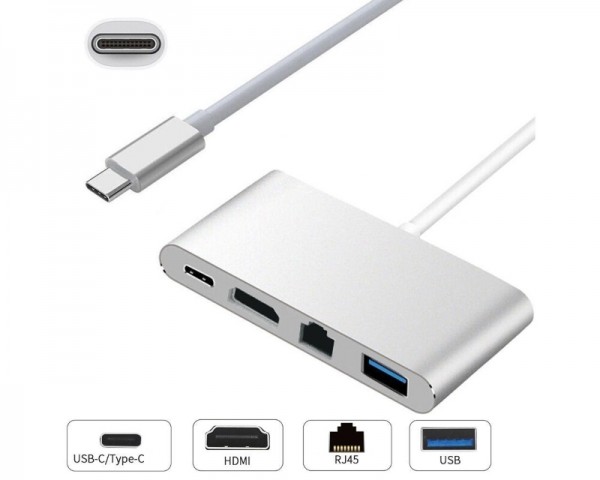 E-GREEN Adapter USB Tipc C - HDMI + USB 3.0 + Tip C + RJ45 (F)