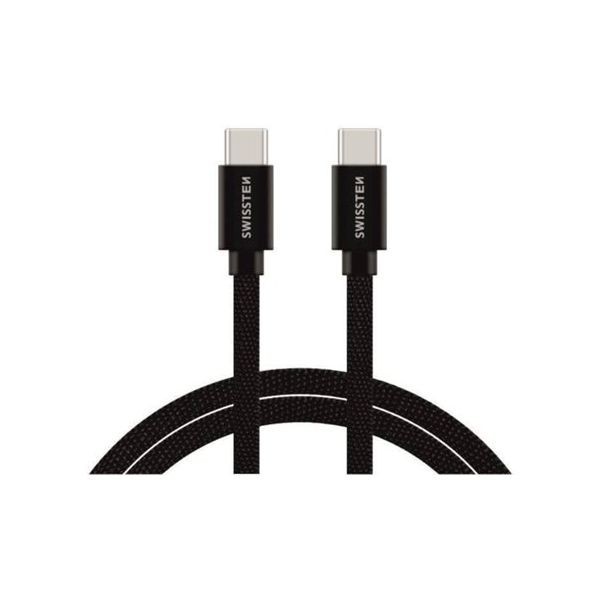 SWISSTEN USB Data Cable type C na type C Textile 1.2m (Crna)
