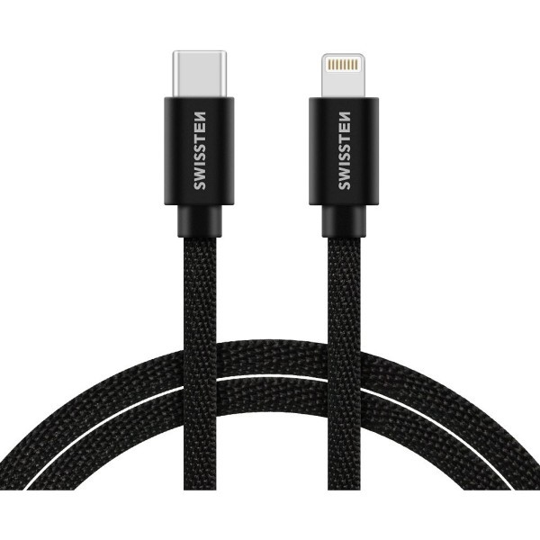 SWISSTEN DATA CABLE TEXTILE USB-CLIGHTNING 1.2m (Crna)