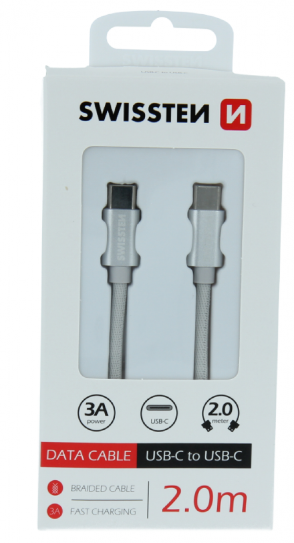 SWISSTEN USB Data Cable Type C na Type C 2m (Siva)