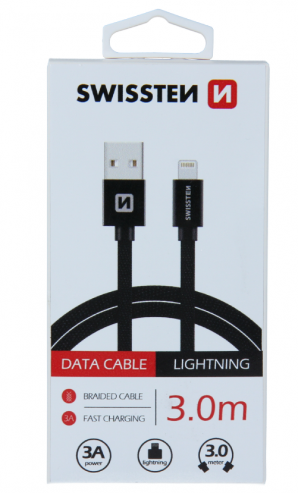 SWISSTEN  USB Data Cable 3m lightning (Crna)