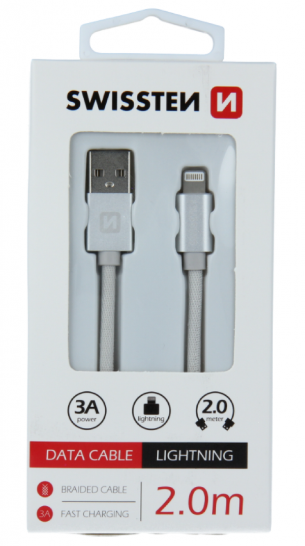 SWISSTEN USB Data Cable 2m lightning (Siva)
