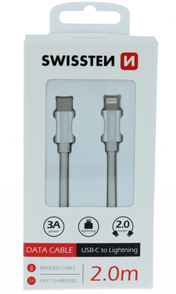 SWISSTEN USB-C Data Cable  na Lightning 2m (Siva)