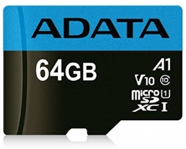 A-DATA UHS-I MicroSDXC 64GB class 10 + adapter AUSDX64GUICL10A1-RA1