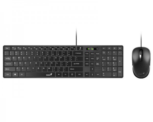 GENIUS SlimStar C126 USB YU crna tastatura+ USB crni miš