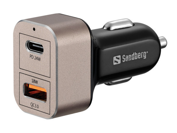 USB auto punjač Sandberg QC3.0USB C 24W 441-43