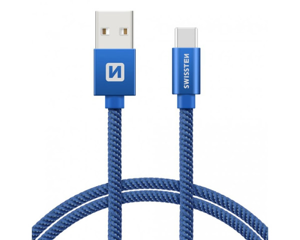 SWISSTEN Data kabl tekstil USB na TIP C 1.2m plav