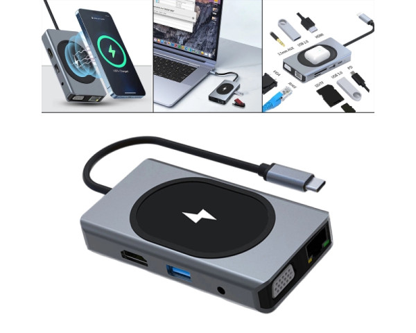 FAST ASIA Adapter TIP-C HUB 9 u 1+ Wireless Punjenje